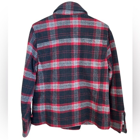 Woolrich Black Red Plaid Coat Jacket Wool Double Breasted Women's small - Picture 6 of 10